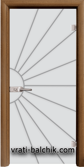 Стъклена интериорна врата модел Gravur G 13-2 с каса Златен дъб